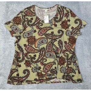 4 For $20 Cato Women’s Size Large Paisley Print Sage Green Short Sleeve Blouse